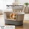 Cat toilet box with High-side, Odor control, Detachable &amp; Easy to clean, 65 cm Large tray with Mess-free splash guard, Low step entry, Included Scoop, and Open top, Ideal for all cat sizes (Grey)