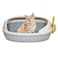 Semi open cat litter box with Durable plastic material, Splash guard, Stable base and Air ventilation design, 58 cm Pet waste tray with Scoop, high fence, Indoor-outdoor use, and Detachable (Grey)