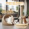 Cat tree small with Wicker basket, natural tower, Scratching post, and Easy to assemble, 75cm Indoor cat furniture for kittens to Adult cats, Cat play and Rest tower, Soft Cushion (Beige)