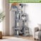 Cat tree with Padded perch, Sisal scratching post, Cozy hammock, Cat condo, and climbing ladder, Modern cat climbing tower for Indoor cats &amp; Kittens, Easy assembly, 143 cm (Grey)