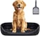Dog toilet tray for Small to Medium dogs, Puppy potty toilet tray with Removable metal grid, Litter scoop, and Leak-proof design, Suitable for Indoor/Outdoor use, 48 cm (Black)
