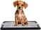 Dog toilet tray with Durable plastic, Leak-proof design, and Removable grid, Puppy potty training pad holder for Small to Medium dogs, Ideal for Indoor/Outdoor use, Easy to clean, 47 cm (BLACK)