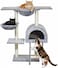 Cat tree with Wide top platform, Hammock, and Natural sisal scratching posts, Cat tower with Multilevel, Cozy Condo, and Climbing ladder, Soft plush material and 100 cm Protect furniture (Grey)