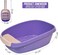 Cat litter box with Scoop &amp; Holder, Open top high, Easy to clean, and Design for Kittens to Adult cats, 59 cm Kitty litter tray with High fence, Ant-spill and Durable Plastic litter box (PURPLE)