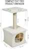 Modern cat tower with Hideaway cave and Hanging toy, Space saving design, Easy to fix and Portable, 60 cm Cat activity tree with Scratching pole, Protect furniture for Indoor cats and kittens (Beige)