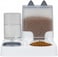 Automatic cat feeder with Water dispenser, Food storage, Stainless steel bowl, and Non-slip base, 2-in-1 Gravity fed food and water bowl set for Indoor cats and Small pets, Easy to clean 25 cm (White)