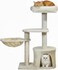 Multi-level cat tree with Padded perch, Cozy hammock, Enclosed condo, and Natural sisal scratching post, Soft-plush cat activity tower for Indoor cats &amp; Kittens, Easy to assemble, 84 cm (Beige)