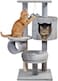 Cat tree with Plush perch, Interactive hanging toys, Sisal scratching post, Cozy cat house &amp; Tunnel, Stable indoor cat play tower for Kittens &amp; Adult cats, Easy to assemble, 90 cm (Grey)