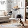 Cat climbing tower with Large top perch, Hammock &amp; Private condo, 100 cm Modern cat furniture with Scratching posts, Climbing ladder, Soft plush and cat activity tree for active indoor cats, (Grey)