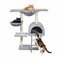 Cat climbing tower with Large top perch, Hammock &amp; Private condo, 100 cm Modern cat furniture with Scratching posts, Climbing ladder, Soft plush and cat activity tree for active indoor cats, (Grey)