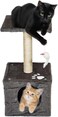 Compact cat tower with Scratch pole, Anti-scratch and Cat nail care post, 60 cm Protect furniture for Indoor cats and kittens, Small cat tree with Resting platform, Cozy Condo and Hanging Toy (Black)