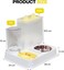 Automatic cat feeder with Water dispenser, Food storage, Stainless steel bowl, and Non-slip base, 2-in-1 Gravity fed food and water bowl for Indoor cats and Small pets, Easy to clean 25 cm (Yellow)