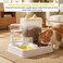 Automatic cat feeder with Water dispenser, Food storage, Stainless steel bowl, and Non-slip base, 2-in-1 Gravity fed food and water bowl for Indoor cats and Small pets, Easy to clean 25 cm (Yellow)