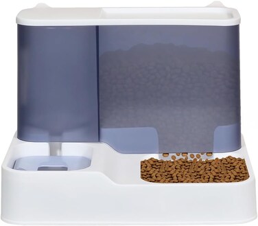 Automatic Cat feeder &amp; Water dispenser set for Indoor cats &amp; Small pets, 2-in-1 pet food feeder with Food container, water tank, Dual bowl design, and Non-slip base, Easy to clean, 30 cm (Blue)