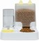 Automatic cat food and water dispenser set, Pet feeder with Large storage capacity, Stainless steel bowl, and Non-slip base, Suitable for Indoor cats &amp; Small pets, Easy to clean, 25 cm (Yellow)