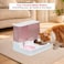 Cat feeder with Water dispenser, Food container, Ceramic bowl, and Anti-spill design, 2-in-1 Automatic pet feeding station for Cats &amp; Small dogs, Detachable &amp; Easy to clean, 30 cm (Pink)