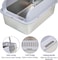 Cat litter box for Indoor cats &amp; Kittens, Heavy-duty stainless steel cat toilet with Splash guard, litter Scoop, Rust-resistant, and Grid design, Detachable &amp; Easy to clean, 50 cm (Grey)