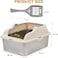 Stainless steel cat litter box for Indoor cats, Durable rustproof cat toilet with Splash guard design, Odor-resistant, Non-stick surface, and Grid design, Easy to clean, 45 cm (BEIGE)