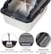 Stainless steel cat litter box for Indoor cats, Durable rustproof cat toilet with Splash guard design, Odor-resistant, Non-stick surface, and Grid design, Easy to clean, 45 cm (BLACK)