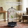 Metal Bird Cage with Durable, Hanging Hook, Feeders and Play Toy, 70 cm Spacious Indoor Bird House For Parrots, Budgies and Small Birds, Portable and Easy to Carry for Outdoor Activity (Black)