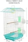 Small bird cage with Perches, Feeders and Swing, Ideal for Parakeets, Lovebirds, and Small Parrots, 62 cm Metal bird cage with Hanging, Pull-out tray, Portable, Durable and Top-Roof Design (Cyan)