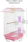Small bird cage with Perches, Feeders and Swing, Ideal for Parakeets, Lovebirds, and Small Parrots, 62 cm Metal bird cage with Hanging, Pull-out tray, Portable, Durable and Top-Roof Design (Pink)