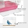 Small bird cage with Perches, Feeders and Swing, Ideal for Parakeets, Lovebirds, and Small Parrots, 62 cm Metal bird cage with Hanging, Pull-out tray, Portable, Durable and Top-Roof Design (Pink)