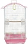 Small bird cage with Perches, Feeders and Swing, Ideal for Parakeets, Lovebirds, and Small Parrots, 62 cm Metal bird cage with Hanging, Pull-out tray, Portable, Durable and Top-Roof Design (Pink)