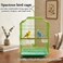 Small Bird Cage with Metal Wire, Ideal for Budgies, Small Parrots, and Parakeets, 45 cm Portable cage for Indoor-Outdoor, Metal Bird cage with Hanging, Bottom tray, Perches, and Feeding bowls (Green)