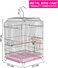 Heavy-Duty Bird Cage with Hanging Hook, Durable Metal Wire, and Portable, 54 cm Parrot Cage with Perch, Feeding Cups, and Removable Tray, Indoor Bird House for Cockatiels and Small Birds (Silver)