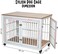 Dog Kennel for Medium-Large Dogs, Indoor-Outdoor Cage, &amp; Double Door, 98 cm Rolling Dog House with Storage Top, Metal Frame, &amp; Secure Locks, Multi-Function Pet Furniture, Stylish Wooden Cage (White)