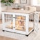 Dog Kennel for Medium-Large Dogs, Indoor-Outdoor Cage, &amp; Double Door, 98 cm Rolling Dog House with Storage Top, Metal Frame, &amp; Secure Locks, Multi-Function Pet Furniture, Stylish Wooden Cage (White)
