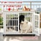 Dog Kennel for Medium-Large Dogs, Indoor-Outdoor Cage, &amp; Double Door, 98 cm Rolling Dog House with Storage Top, Metal Frame, &amp; Secure Locks, Multi-Function Pet Furniture, Stylish Wooden Cage (White)