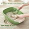 Open cat litter box with Durable plastic, Extra Deep, High sides and Removable Front Gate for Mess-free cleaning, 59 cm Kitty toilet with Anti-leak, Filter pedal, and Scoop, Easy to clean (GREEN)