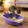 Open cat litter box with Durable plastic, Extra Deep, High sides and Removable Front Gate for Mess-free cleaning, 59 cm Kitty toilet with Anti-leak, Filter pedal, and Scoop, Easy to clean (PURPLE)