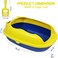 Cat litter tray with Splash Guard, Attached Scoop, &amp; Removable Rim, 58 cm Open Litter Pan for Small to Adult Indoor cats, Mess Free, &amp; Easy Maintenance, Kitty tray with Light weight (Yellow)