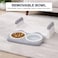 Elevated cat food and water bowl set for Indoor cats &amp; Kittens, Durable plastic pet feeder with Dual bowls, Non-toxic materials, and Anti-slip base, Easy to clean, 33 cm (GREY)