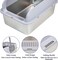 Stainless steel cat litter box with Splash guard, litter Scoop, Rust-resistant, and Grid design, Heavy-duty metal cat toilet tray for Indoor cats &amp; Kittens, Easy to clean, 50 cm (Grey)