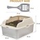 Stainless steel cat litter box with Scoop, Anti-splash design, Grid design, Non-stick, and Odor resistant, Open top kitty toilet for Indoor cats &amp; kittens, Easy to clean (BEIGE)