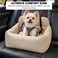 Pet car bed for Small-sized dogs, Washable rectangle dog seat bed with soft removable cushion, Safety leash, and Anti-slip bottom, Cozy &amp; secure travel bed for Puppies, 55 cm (Beige)