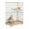Cat cage with Rolling casters, Elevated Lounging platforms, Secure locking doors, and Leak-proof base, Heavy-duty metal cat enclosure for Indoor cats &amp; kittens, Easy to assemble, 101 cm (Beige)