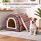 Pet bed house for Small to Medium-sized dogs, Enclosed calming shelter with Removable cushion, Portable handle, Durable zipper, and Non-slip base, Easy to clean, 55 cm (Red)
