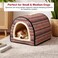 Pet bed house for Small to Medium-sized dogs, Enclosed calming shelter with Removable cushion, Portable handle, Durable zipper, and Non-slip base, Easy to clean, 55 cm (Red)