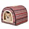 Pet bed house for Small to Medium-sized dogs, Enclosed calming shelter with Removable cushion, Portable handle, Durable zipper, and Non-slip base, Easy to clean, 55 cm (Red)