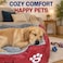 Orthopedic dog bed for Large dogs, Washable plush pet bed with raised bolster sides, Soft plush interior, and Non-slip bottom, Comfortable indoor dog sofa bed, Easy to clean, 90 cm (Red)