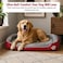 Orthopedic dog bed for Large dogs, Washable plush pet bed with raised bolster sides, Soft plush interior, and Non-slip bottom, Comfortable indoor dog sofa bed, Easy to clean, 90 cm (Red)