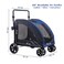 Large pet stroller with Mesh Windows, Stable 4 wheels, Lightweight and Travel Carrier for Cats &amp; Dogs, 105 cm Pet Trolley with 360 Ventilation, Storage Basket, Adjustable Handle, Removable Pad (Blue)