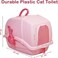 Cat toilet with Privacy Door, Anti-Tracking Grid, Top Lift Lid, and Scoop Included, 54 cm Enclosed litter box with Carry Handle, Odor Control, Easy to clean, Storage box, and Durable Plastic, (Pink)