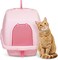 Cat toilet with Privacy Door, Anti-Tracking Grid, Top Lift Lid, and Scoop Included, 54 cm Enclosed litter box with Carry Handle, Odor Control, Easy to clean, Storage box, and Durable Plastic, (Pink)