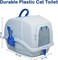 Cat toilet with Privacy Door, Anti-Tracking Grid, Top Lift Lid, and Scoop Included, 54 cm Enclosed litter box with Carry Handle, Odor Control, Easy to clean, Storage box, and Durable Plastic, (Blue)